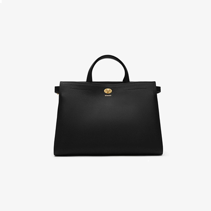 burberry medium cotswolds grained leather check panel tote bag